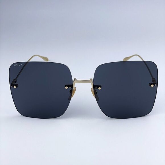 NEW GUCCI GG1147S 001 Gold Dark Gray Rimless Metal Butterfly Oversized Women main image 4